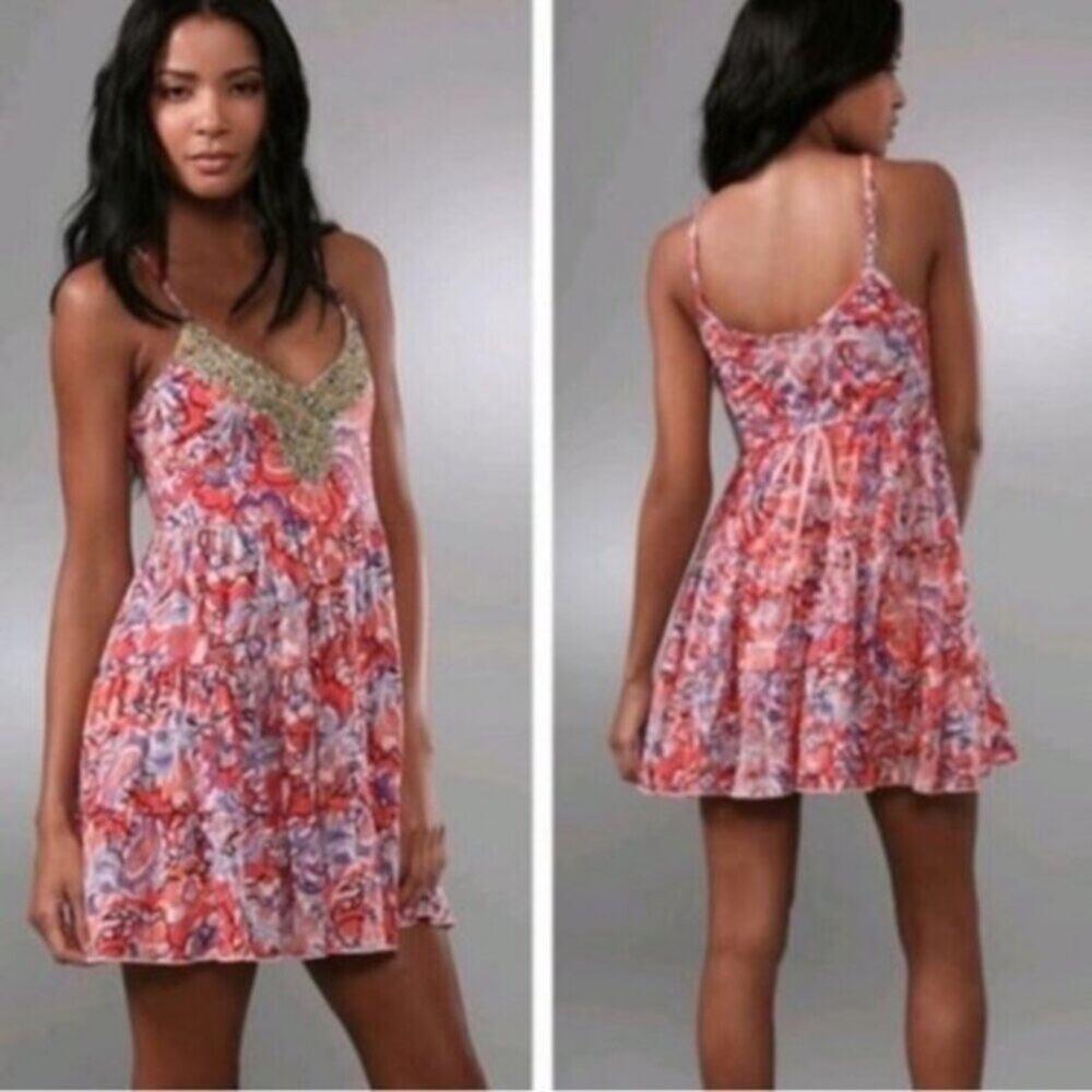 Free People Beaded Western Royalty Swing Dress Size XS